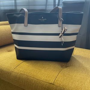 Kate Spade Black and White striped tote